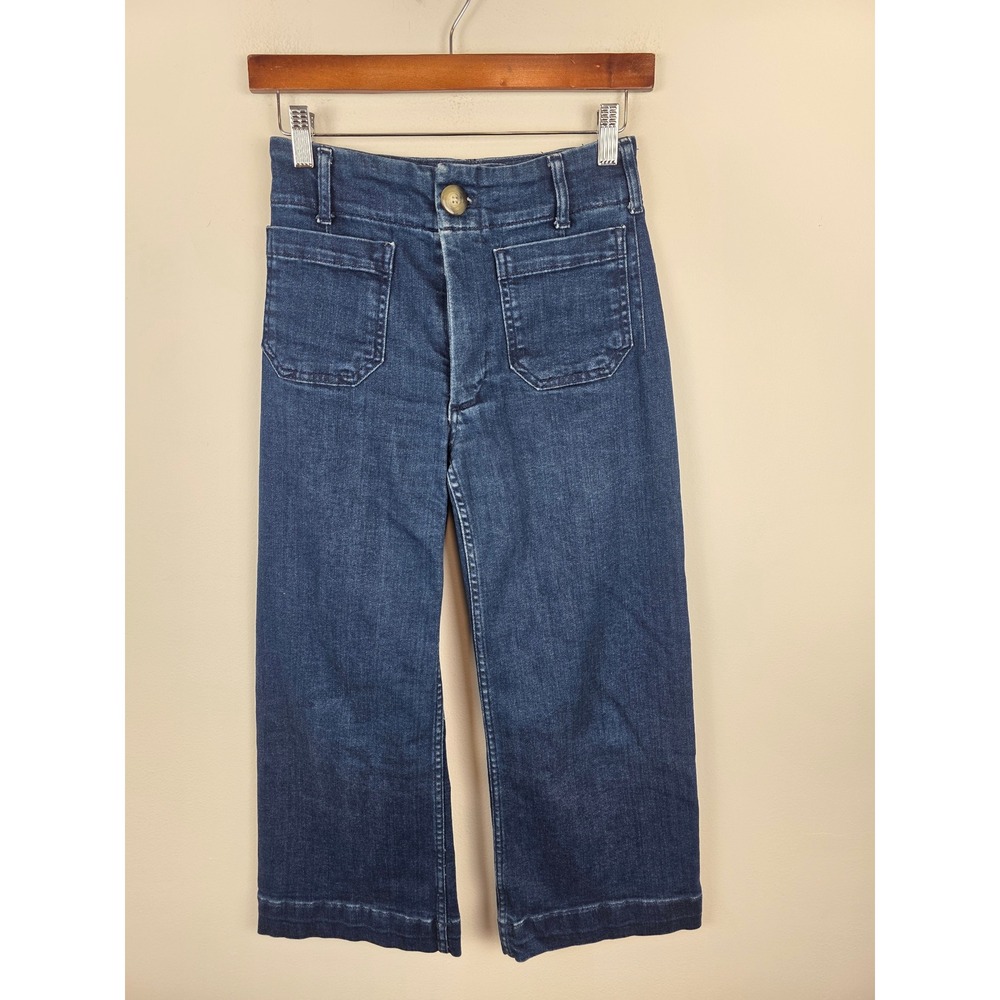 Maeve The Colette Wide Leg Crop Jeans Indigo Blue High Rise Patch Pocket 25P